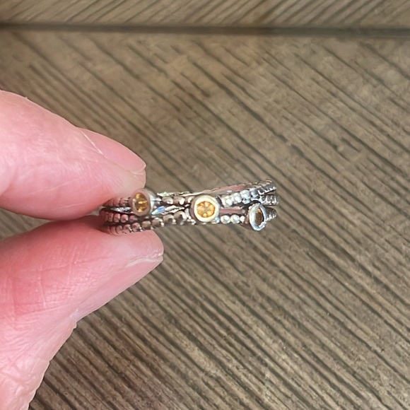 Sterling Silver Crossover Cable Ring with Topaz Gems Approx Size 9 3/4 - Picture 13 of 16